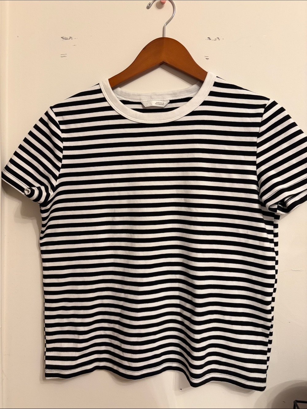 Zara Black and White Striped Short-Sleeve Tee